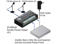 ST-MPA48 MICROPHONE 48 V PHANTOM ADAPTER - 2 CHANNEL